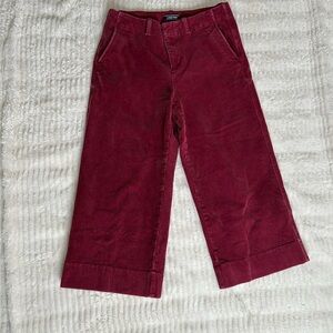 Burgundy Corduroy Pants Capri | Wide Leg | High Rise Vintage Style size 8